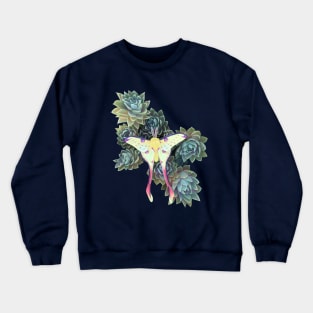 Comet moth on succulents Crewneck Sweatshirt